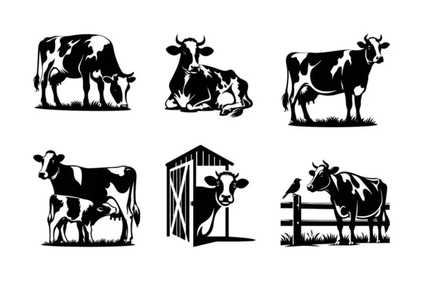 Süt İneği Hayvanı Silueti Vektör Clipart 