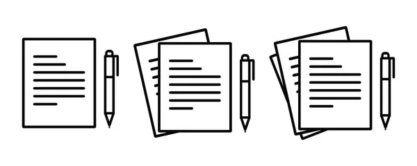 Kalem Satırı Sanat Vektörü Simgesi Ayarlı Belgeler 