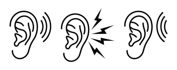 Normal İşitme, Duyma Kaybı ve Tinnitus Vektörü için Kulak Özeti Simgeleri 