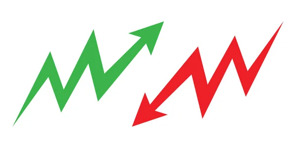Yeşil ve kırmızı yukarı doğru eğilim ok vektör sanatı