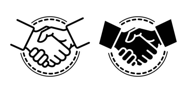İş ve Ortaklık İçin El sıkışma Silueti Vektör Simgesi Ayarlandı 