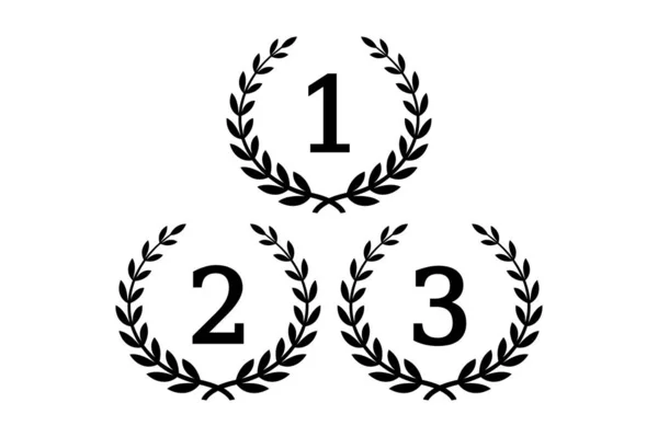 Laurel Çelenk Simgeleri 1, 2 ve 3 Numaralı Siluet Vektör Sanatı