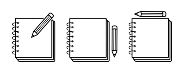 Kalem Satırı Sanat Vektörü Simgesi Ayarlı Not Defteri 