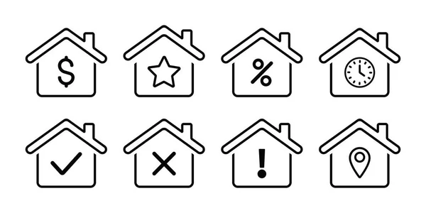 Gayrimenkul Ev ve Mülkiyet Yönetimi Satırı Sanat Vektörü Simgesi Ayarları 