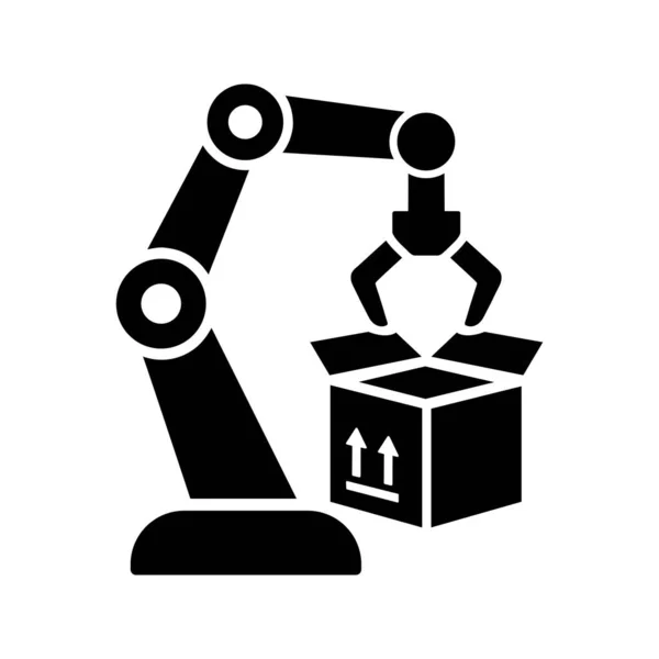 Robotik kol kaldırma kutusu silueti beyaz arkaplanda izole edildi