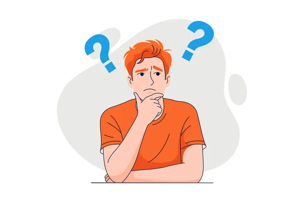 Düşünen Adam ve Soru Mark Sorun Çözme İllüstrasyonu 