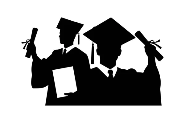 İki Mezuniyet Diploması Siluet Vektörü 