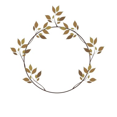 Sonbaharın çelenk çerçeve ile renkli bırakın bir yuvarlak kenar boşluğunda görücü usulü bırakır.