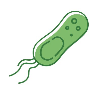Flagella ile Yeşil Bakteri Hücresi: Mikrobiyoloji, Bilim ve Mikrobiyoloji Vektörü Simgesi
