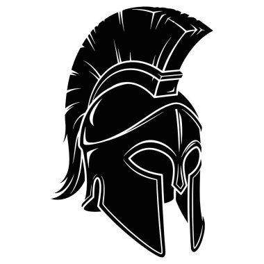Yunan Savaşçı Miğferi Siyah Siluet Tasarımı