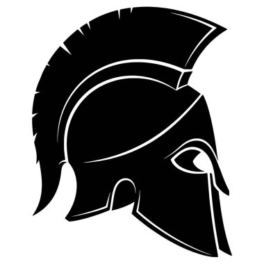 Yunan Savaşçı Miğferi Siyah Siluet Tasarımı