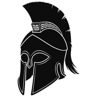 Yunan Savaşçı Miğferi Siyah Siluet Tasarımı