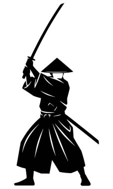 Samuray Katana Kılıcını Tut Silueti