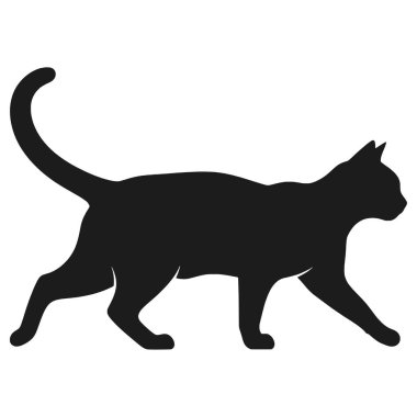 Basit Yürüyen Kedi Siyah Siluet