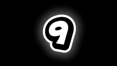 Siyah Ekran 'da Beyaz Sayılar Saat Sayımı 10' a 0