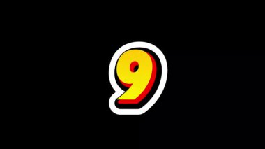 Siyah ekran arka planında Sarı Numara Canlandırma Çarpı 10 'dan 0' a geri sayım