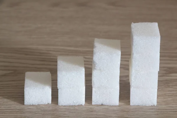 Increasing Heaps Sugar Cubes Symbolizing Overconsumption Sugar — Stock Photo, Image