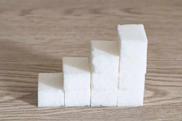 Increasing Heaps Sugar Cubes Overconsumption Sugar — Stock Photo, Image