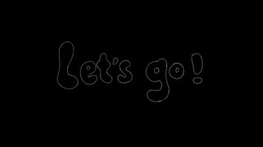 Hareket eden el harfleri beyaz geçiş metni mizah, eğitim, bilgi, video, içerik, sunum, görsel prodüksiyon için çizgi film hakkında siyah arkaplan kelime gidelim