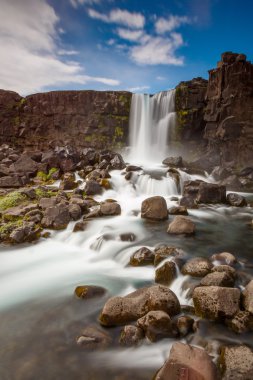 Oxararfoss waterfall at pingvellir Iceland clipart