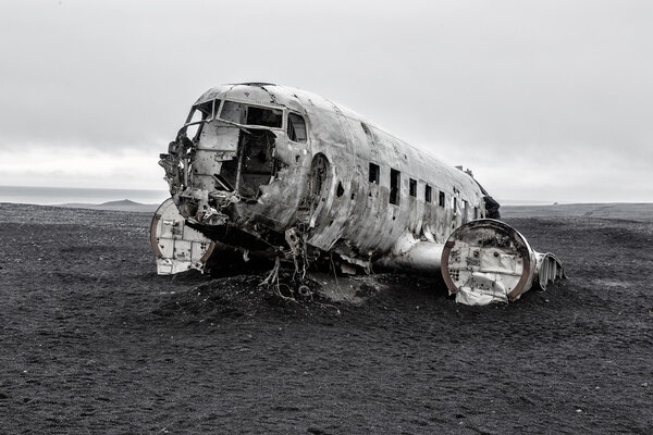 crashed DC-3 airplane at the beach 