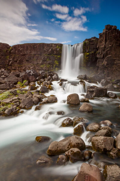 Oxararfoss waterfall at pingvellir Iceland