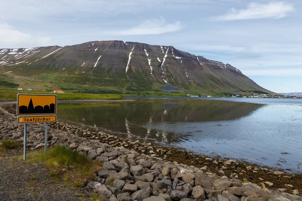 Znak z Islandii Isafjordur — Zdjęcie stockowe