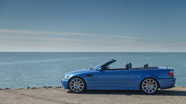 Netherlands June 2021 Bmw E46 Convertible Estoril Blue North Sea — Stock Photo, Image