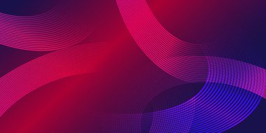 Elektrik mavisi, mor, morumsu ve kırmızı tonlu vektörlerde dalgalı eğriler ve modern dalga desenleri olan canlı soyut arkaplan