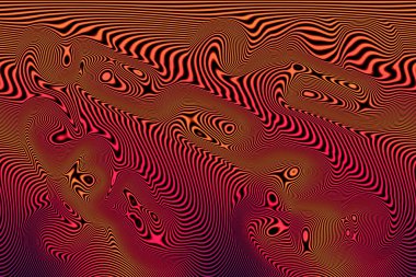 Turuncu, kırmızı ve mor, organik, neredeyse çiçek desenli, dalgalı dalgaların oluşturduğu büyüleyici soyut bir görüntü..