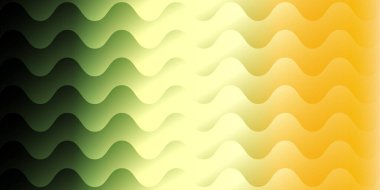 Soldaki koyu yeşilden sağdaki parlak turuncuya sorunsuz bir şekilde geçiş yapan dalgalı dalgaları içeren dikey bir soyut desen..