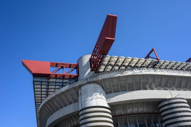 San Siro Stadyumu 'nun çatı köşesi (Stadio Giuseppe Meazza), Milan, İtalya