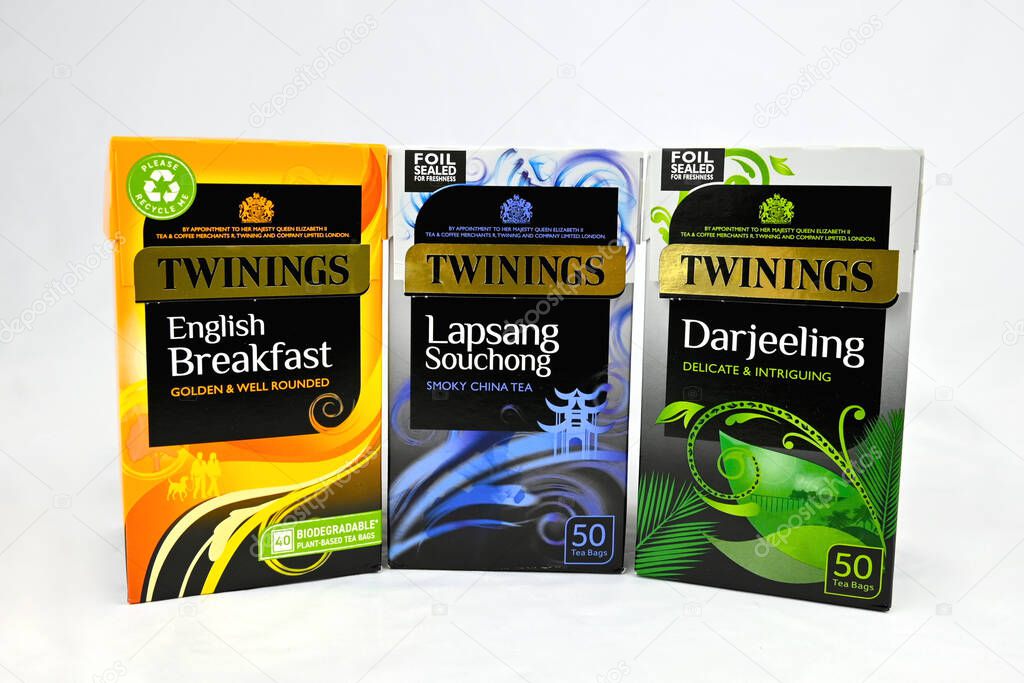 Selection of Twinings Tea (English breakfast, Lapsang Souchong and Darjeeling)