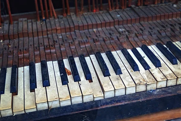 Clavier Vieux Piano Vintage Ruine — Photo