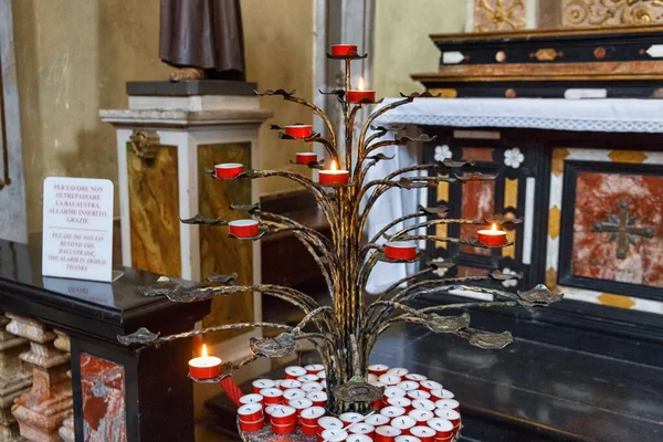 Bergamo Italy May 2019 Candles Catholic Church Sant Agata Nel — Stock Photo, Image