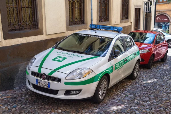 Bergamo Italia Mayo 2019 Coche Policía Local Italiano Parte Histórica — Foto de Stock