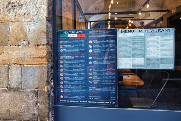 Bergamo Włochy Maj 2019 Menu Restauracji Goss Quality Burger Przy — Zdjęcie stockowe