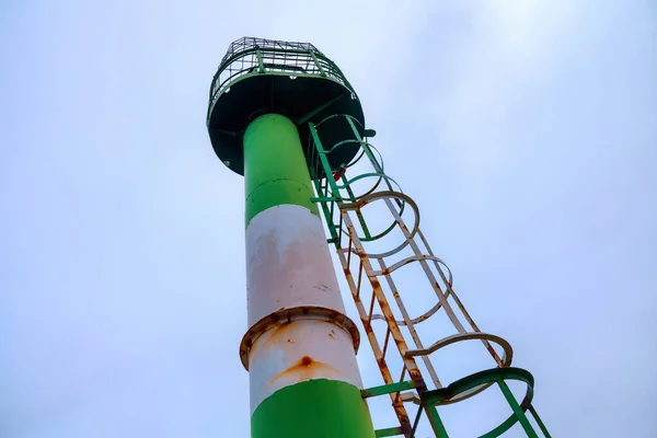 Details Eines Alten Verrosteten Leuchtturms Aus Metall Der Weichselspitze — Stockfoto