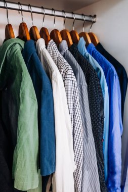 Dolapta asılı Organize Gömlekler