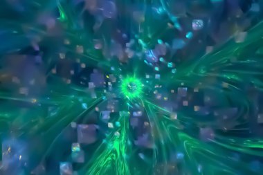 Soyut dijital fraktal fantezi tasarımı 3 boyutlu illüstrasyon