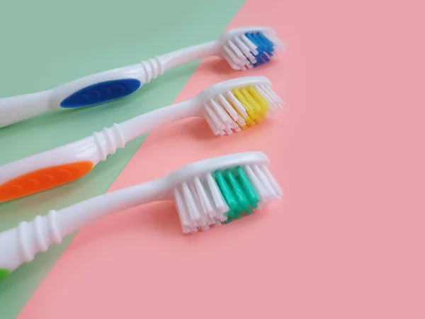 New Toothbrush Colored Background Dental — Stock Photo, Image