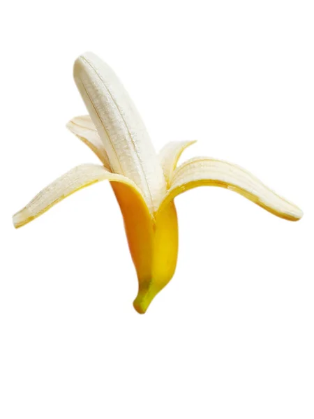 Banana Aperta Isolata Sfondo Bianco — Foto Stock