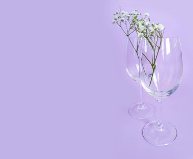 Renkli arka planda boş çigila çiçeği kadehi