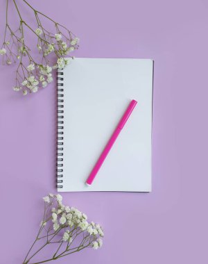 Renkli bir arka planda notebook gypthe flowers