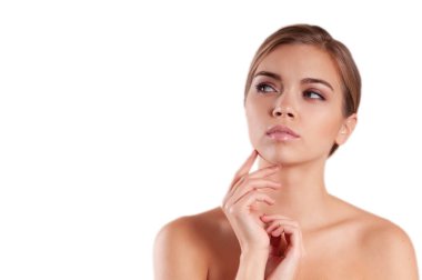 Güzel kadın yüzü, yakından portre. 