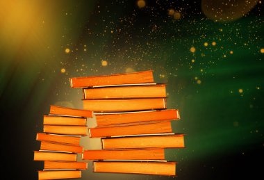 Siyah arkaplan üzerine eski sihirli kitaplar