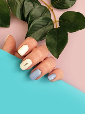  Kadın eli güzel manikür arka plan modern trend