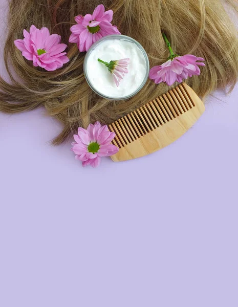 Kwiat Włosów Kolorowym Tle — Zdjęcie stockowe