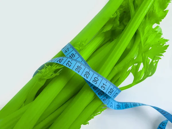 Fresh Celery Measuring Tape White Background — Stock Photo, Image