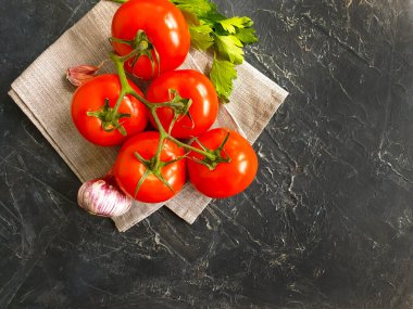 Beton arkaplanda domates dalı